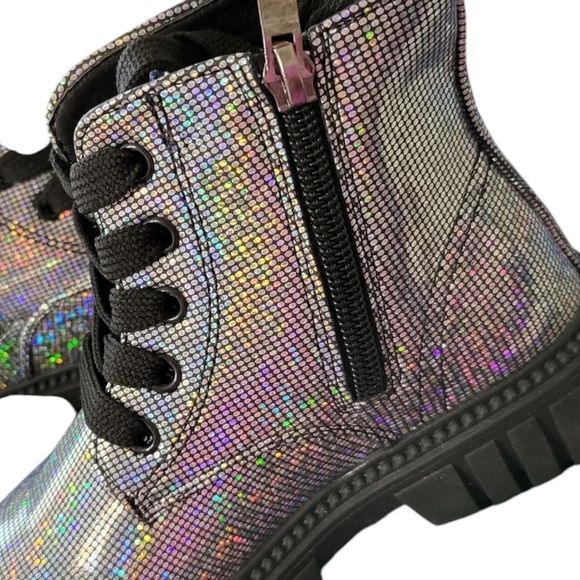 NIB Nova Kids Mini Disco Ball Size 12 Lace Up Boots Combat,Disco,box Has Damage - Picture 6 of 16
